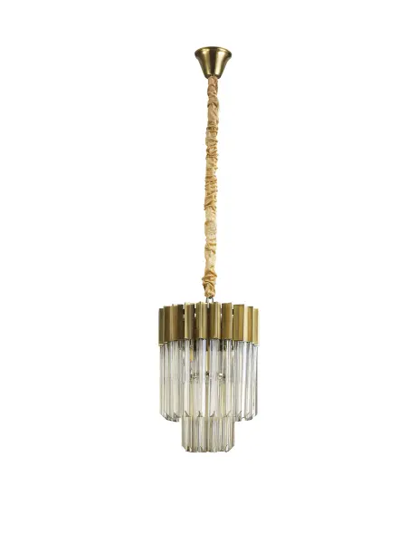Donard Brass 4 Light Pendant with Cognac Glass
