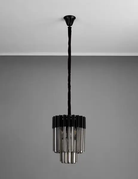 Donard Matt Black 4 Light Pendant with Smoked Glass