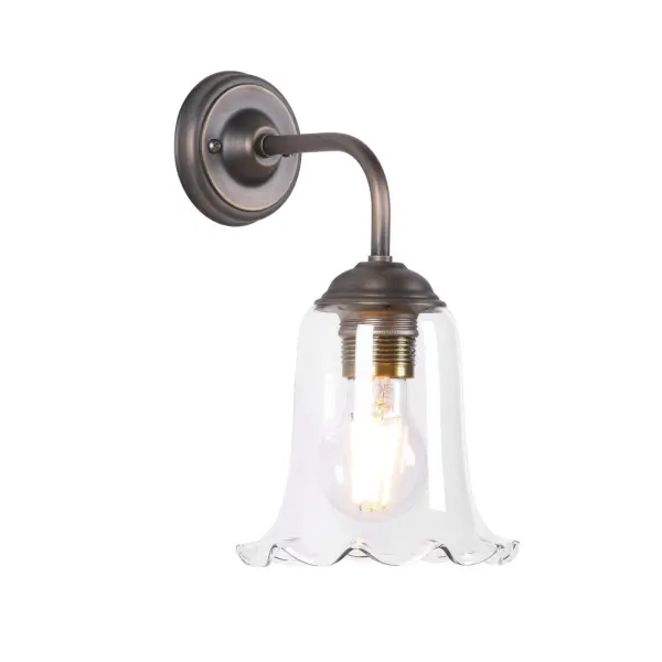 Ebba Antique Brass Wall Light with Clear Glass Shade