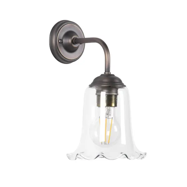 Ebba Antique Brass Wall Light with Clear Glass Shade