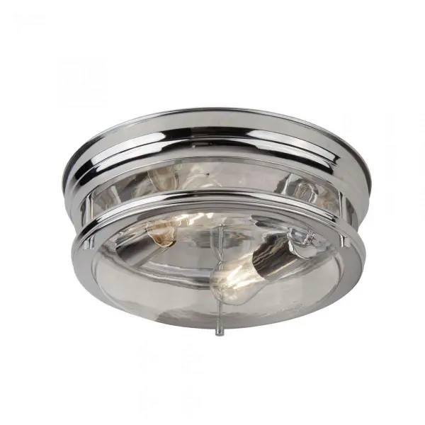 Glasgow 2 Light Flush Chrome With Clear Glass IP44