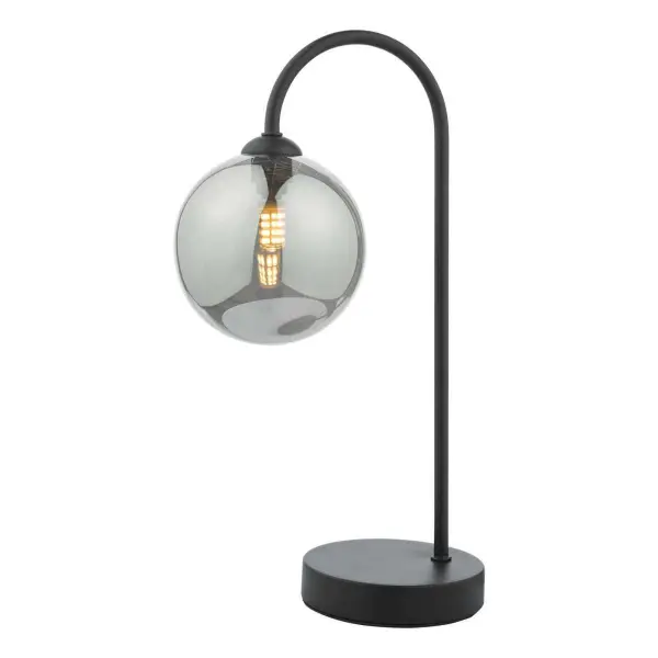 Eisaa Tocuh Table Lamp in Black C/W Smoked Shade