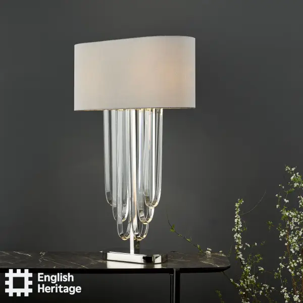 Eltham Polished Nickel Table Lamp C/W Shade