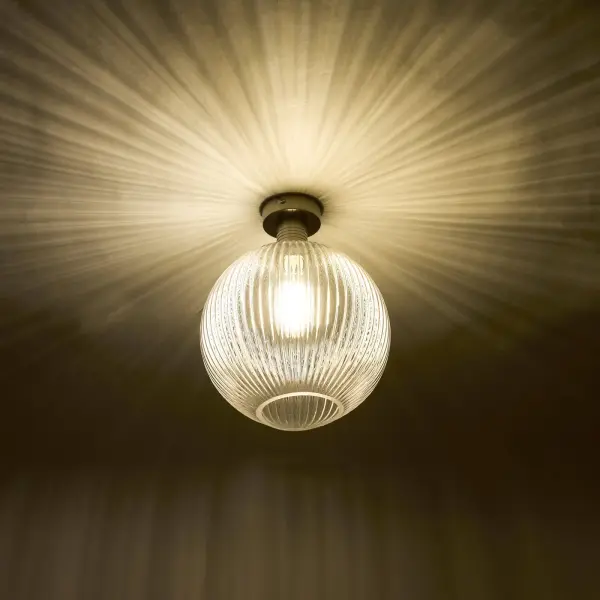 Emerson Antique Chrome Semi Flush with Round Ribbed Glass