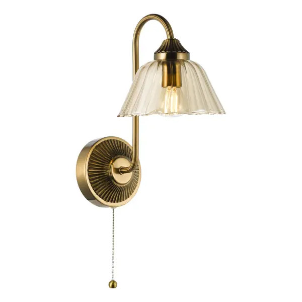 Erika Antique Bronze & Amber Glass Wall Light