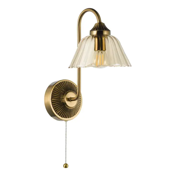 Erika Antique Bronze & Amber Glass Wall Light