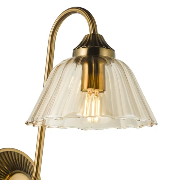 Erika Antique Bronze & Amber Glass Wall Light