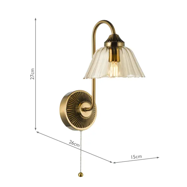 Erika Antique Bronze & Amber Glass Wall Light