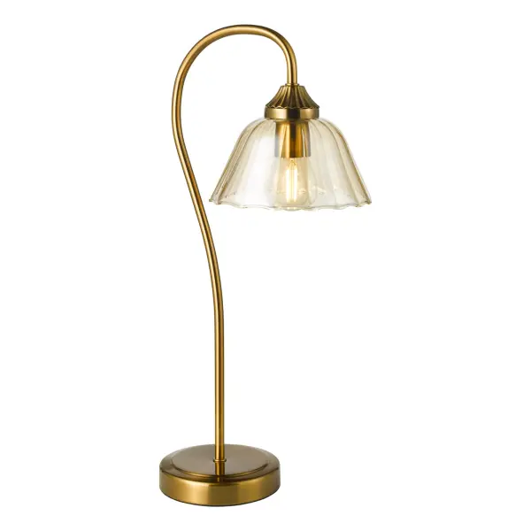 Erika Antique Bronze & Amber Glass Table Lamp