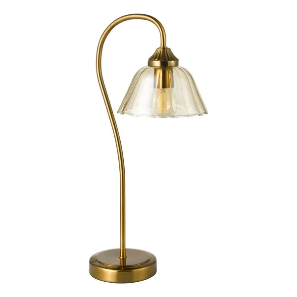 Erika Antique Bronze & Amber Glass Table Lamp