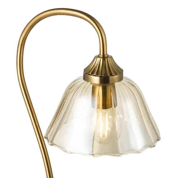 Erika Antique Bronze & Amber Glass Table Lamp