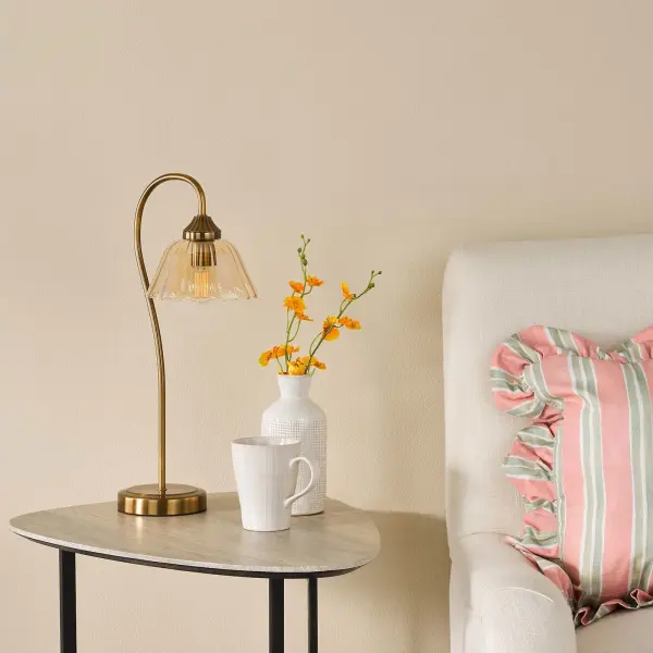 Erika Antique Bronze & Amber Glass Table Lamp