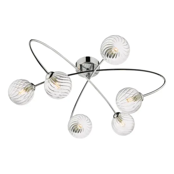 Etta 6 Light Polished Chrome Semi Flush & Clear Glass