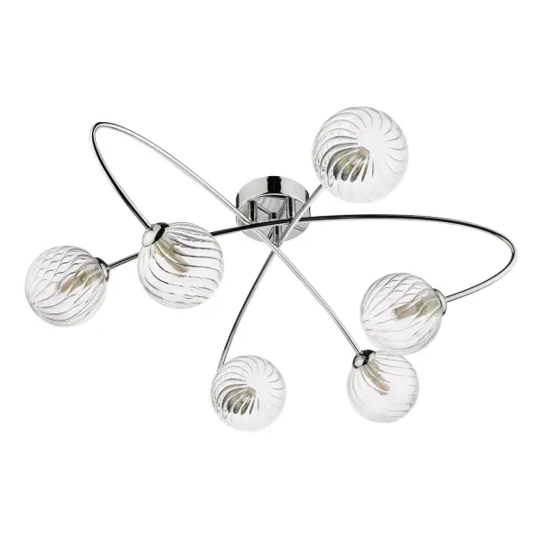 Etta 6 Light Polished Chrome Semi Flush & Clear Glass