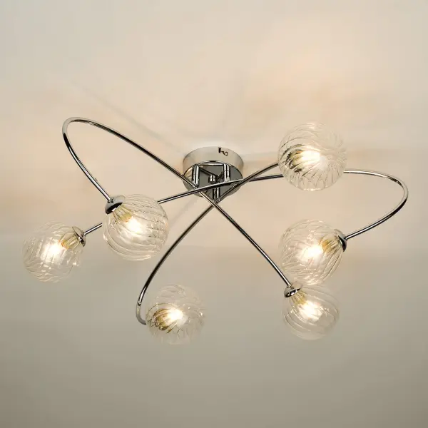 Etta 6 Light Polished Chrome Semi Flush & Clear Glass