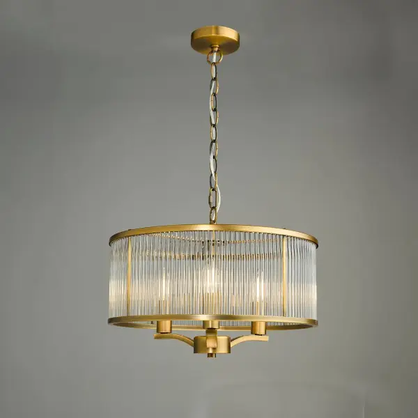 Evelyn 3 Light Antique Bronze & Glass Pendant