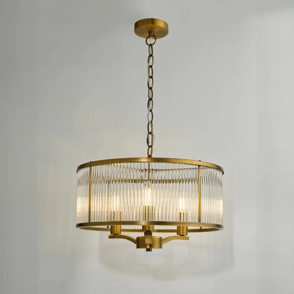 Evelyn 3 Light Antique Bronze & Glass Pendant