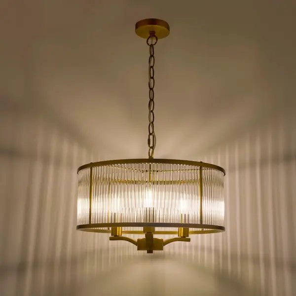 Evelyn 3 Light Antique Bronze & Glass Pendant