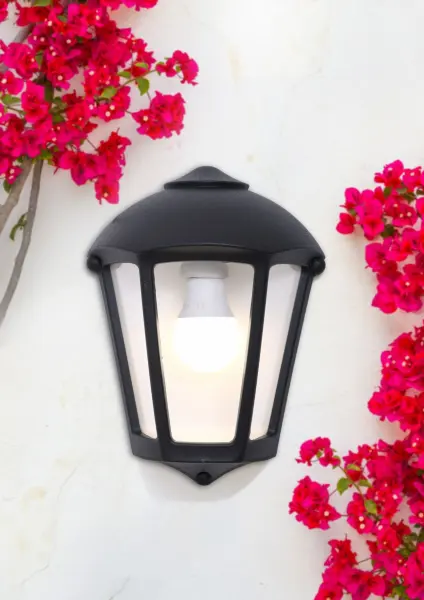 Fabio Half Wall Lantern in Black Finish