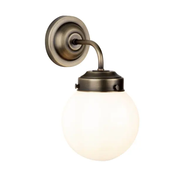 Fairfax Antique Brass & Opal Glass Wall Light