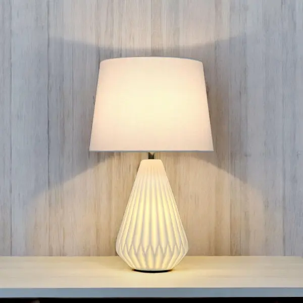 Fallon Pearl White Table Lamp C/W Shade