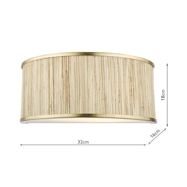 Fenella 2 Light Wall Fitting in Golf Leaf & Seagrass