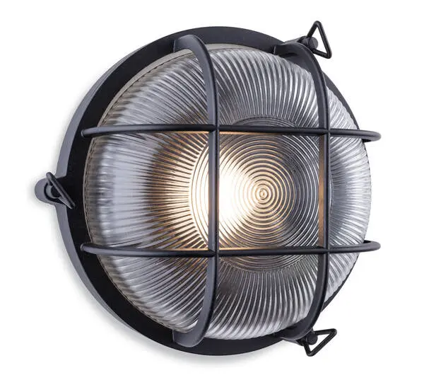 Turin Black Die Cast Aluminium Circular Shaped Bulkhead