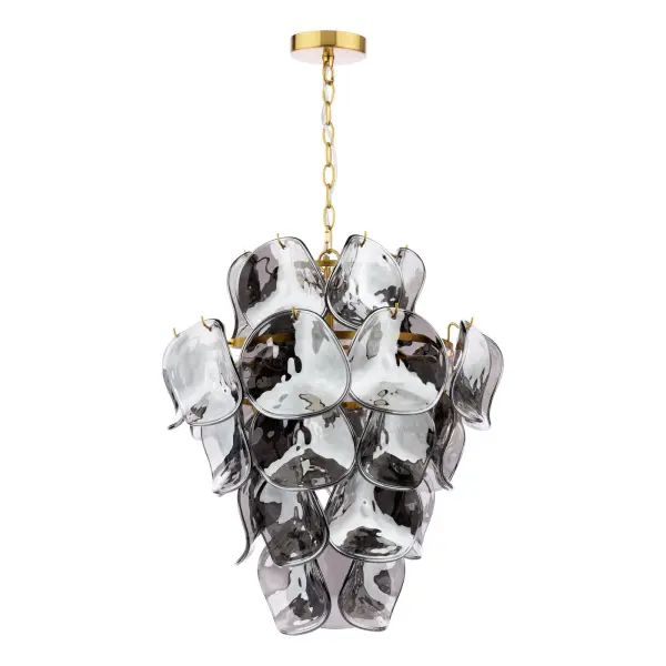 Genoa 8 Light Brass & Smoked Glass Pendant