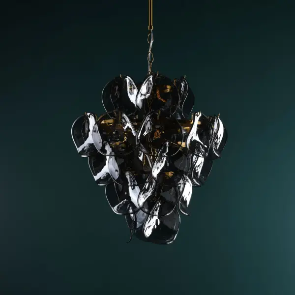 Genoa 8 Light Brass & Smoked Glass Pendant