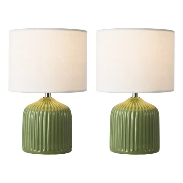 Gigi Green Twin Pack Table Lamps C/W Shade