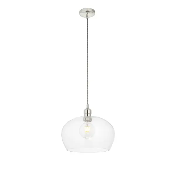 Molly Polished Nickel Clear Glass Bowl Pendant