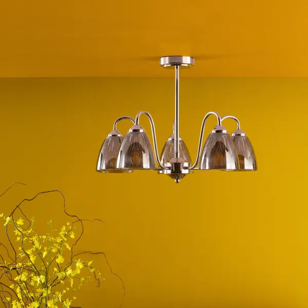 Glynis Polished Nickel 5 Light Semi Flush Fitting