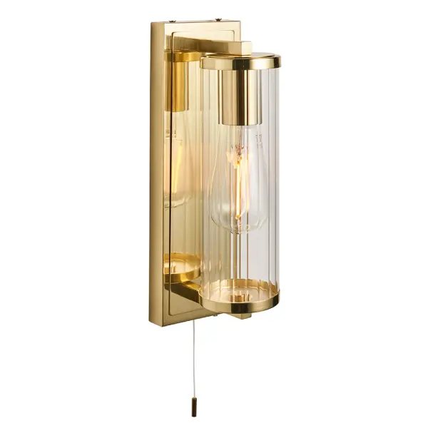Piston Gold Wall Light with Ribbed Glass
