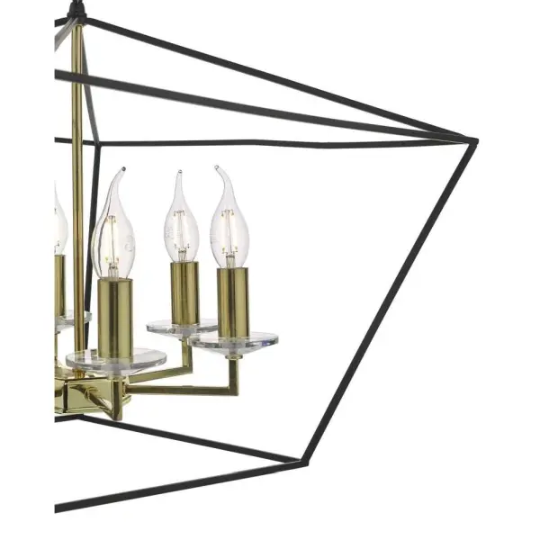 Gretchen 6 Light Pendant Matt Black & Polished Brass