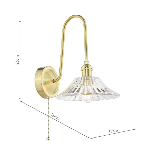 Hadano Brass Curved Arm Wall Light with Flared Shade