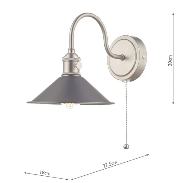 Hadano Antique Chrome Wall Light With Antique Pewter Shade