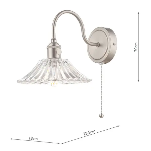 Hadano Antique Chrome Wall Light With Flared Glass Shade