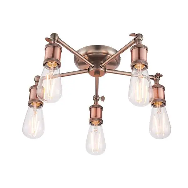 Hal 5 Light Semi Flush in an Aged Copper Finish