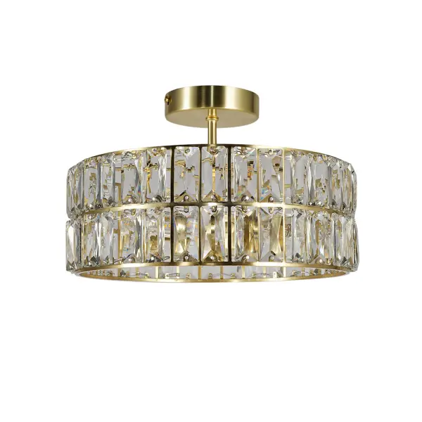 Haley 4 Light Satin Brass Crystal Semi Flush