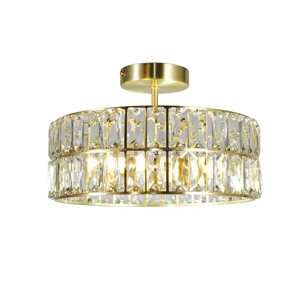 Haley 4 Light Satin Brass Crystal Semi Flush