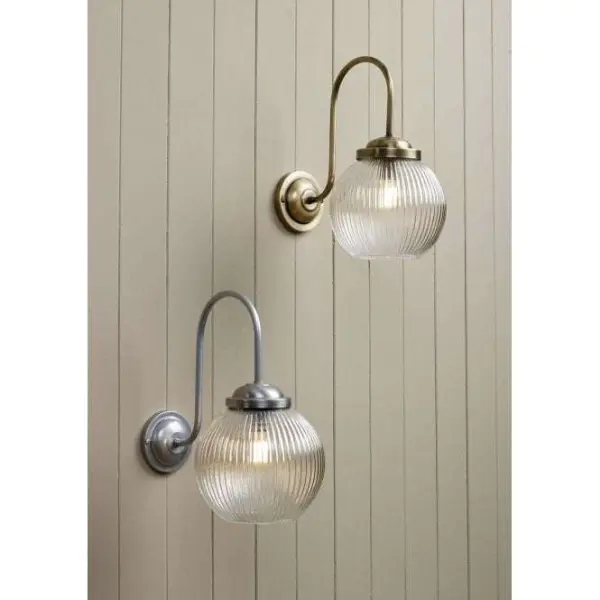 Henley Wall Light Bowl Shaped Reeded Glass Antique Brass