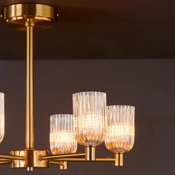 Hilaria 6 Light Antique Gold Semi-Flush Fitting
