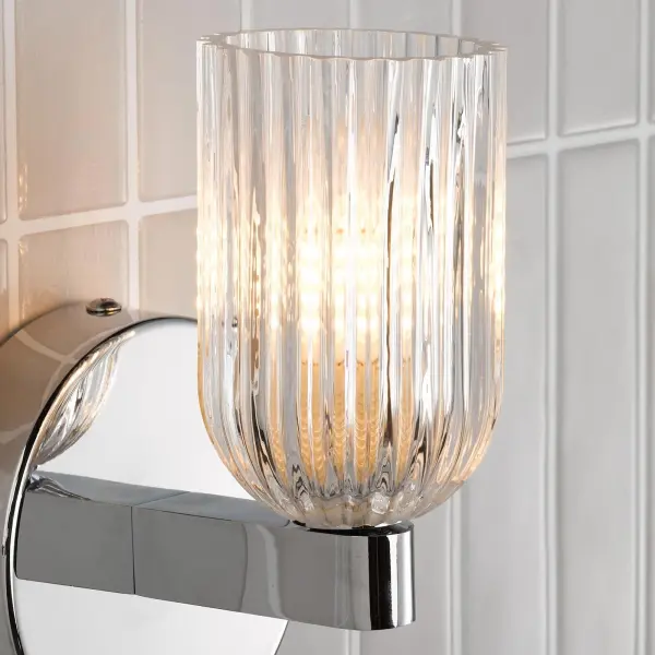Hilaria Polished Chrome Single Wall Light IP44