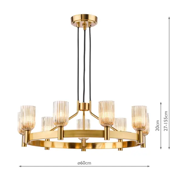 Hilaria 9 Light Antique Gold Ceiling Pendant