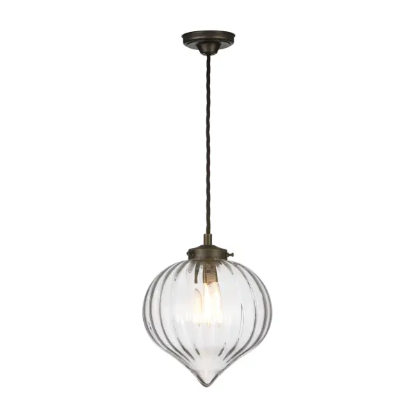Holborn Antique Brass & Glass Pendant