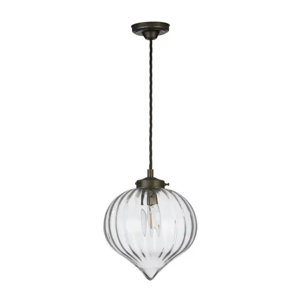 Holborn Antique Brass & Glass Pendant