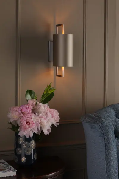 Hampstead Brushed Chrome Wall Light C/W Bespoke Shade