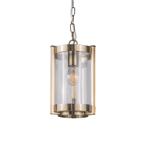 Hudson Single Glass Pendant in Antique Brass