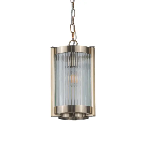 Hudson Single Glass Pendant in Antique Brass