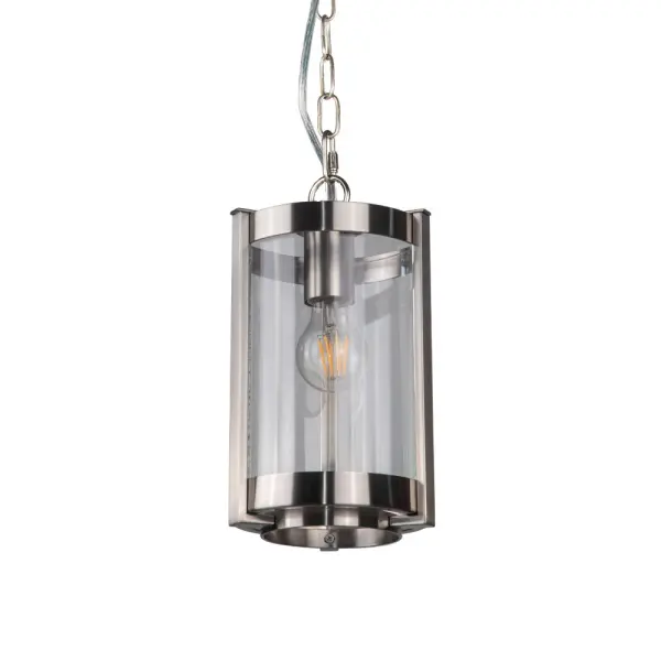 Hudson Single Glass Pendant in Satin Chrome